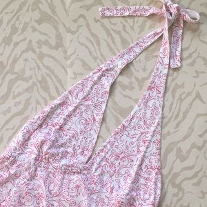 J. Crew Pink & White Printed Halter Top, Size M